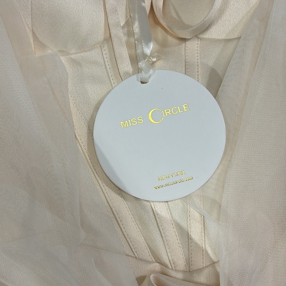 Miss Circle Beige Satin Mesh Long Sleeve Corset Dress XL - Picture 7 of 11